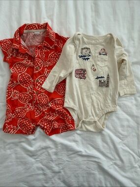 Pineapple Print Romper and Cream London Embroidered Bodysuit baby 9-12months